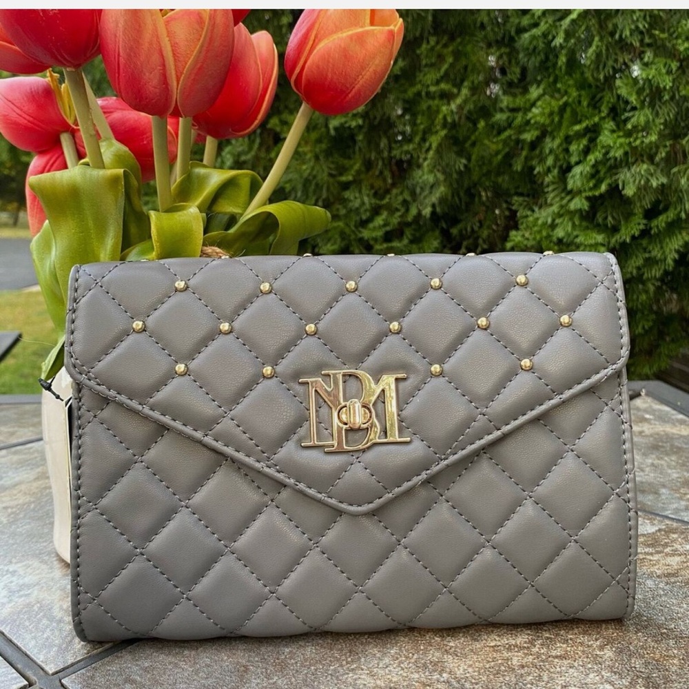 Badgley Mischka Gray Quilted Crossbody Bag